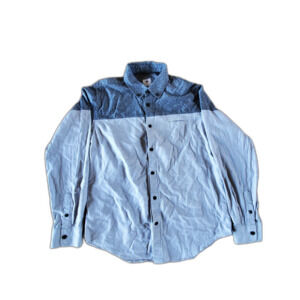 Mitsumine Denim Chambray Two Toned Long Sleeve Button Shirt LL/US Size M VGUC